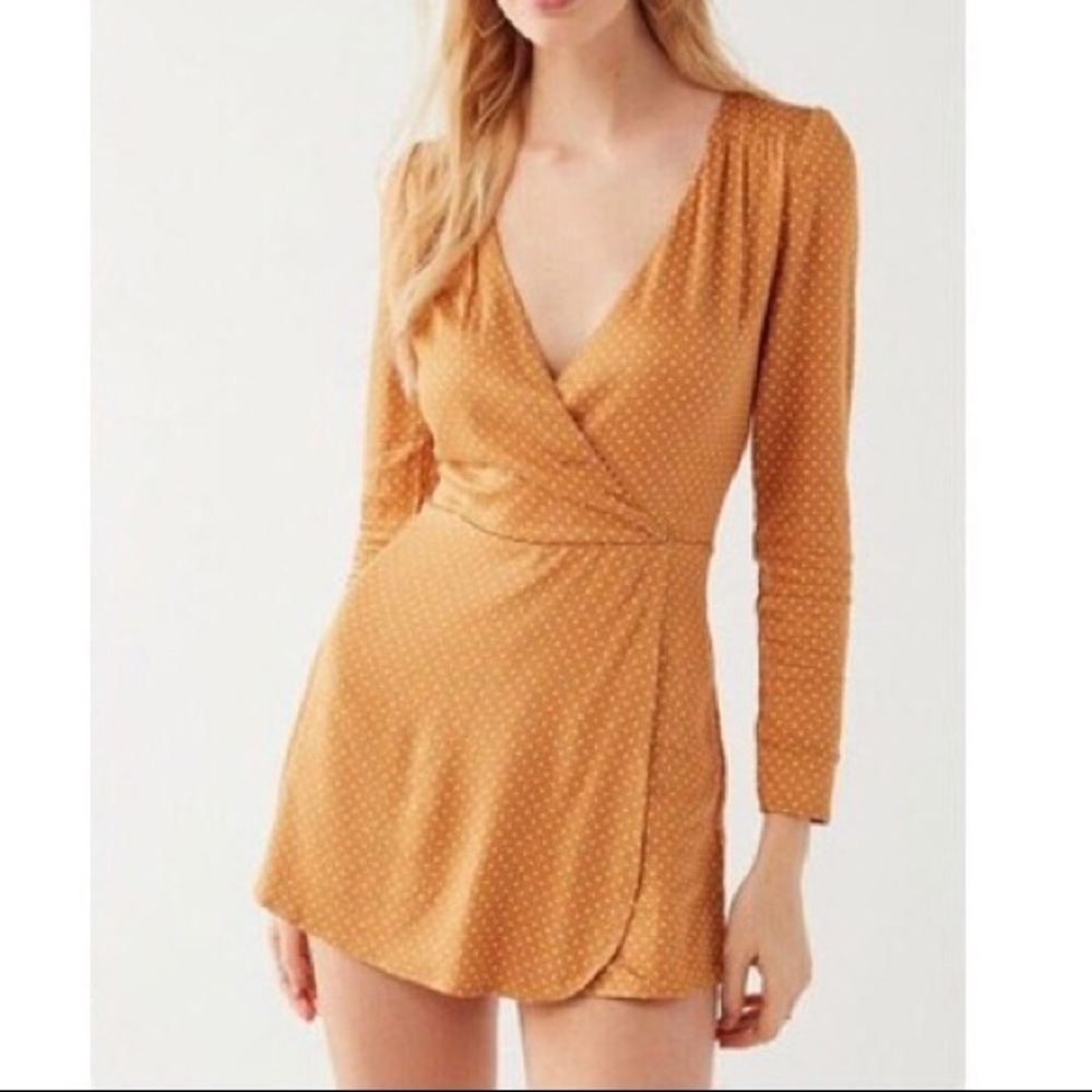 Mustard Polka-Dot Wrap Romper